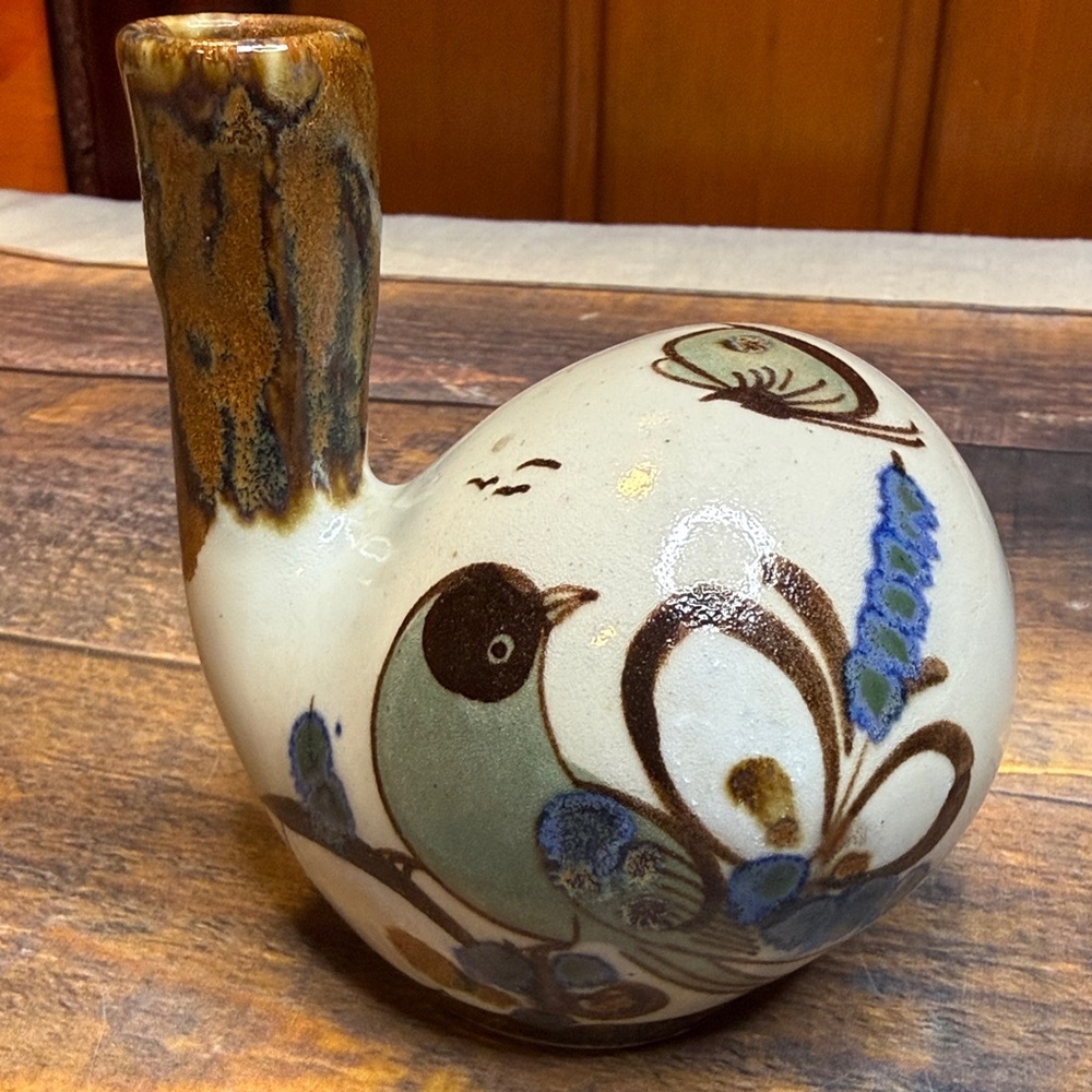 Vtg Signed Ken Edwards Pottery KE Mexico Bird Pouring Vessel Sake TokkuriCreamer - Picture 2 of 9